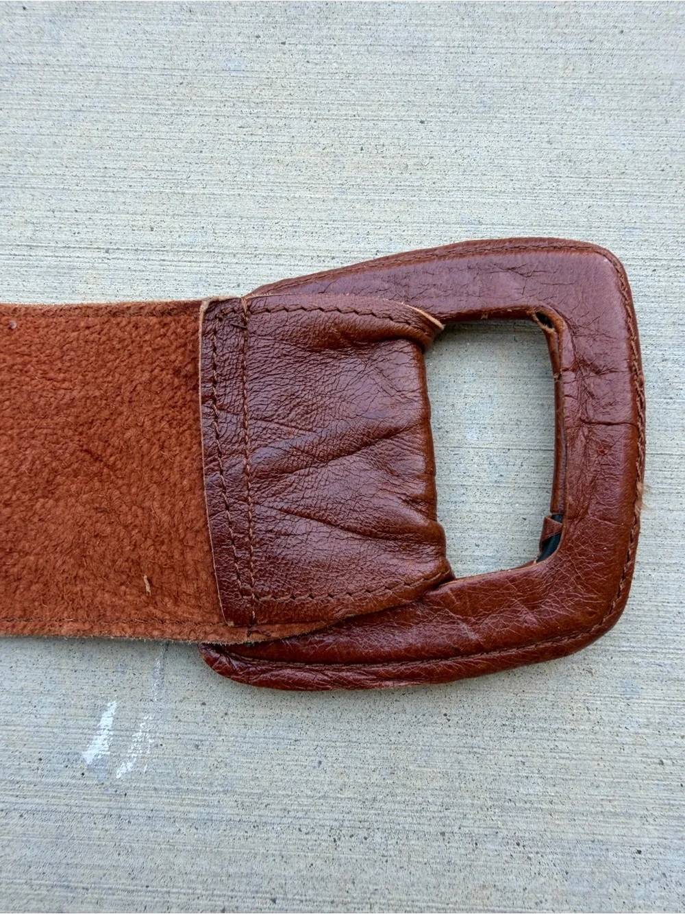70’s Wide Brown Leather Cinch Belt with Buckle